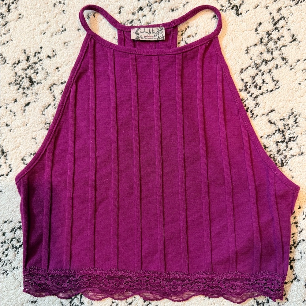Stylish Magenta Lace Trim Camisole